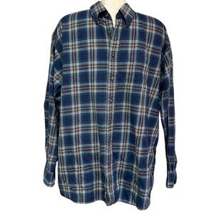 Men's XXL Viyella Plaid Button Up Cotton Wool Blend Shirt